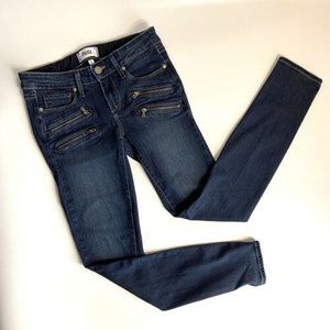PAIGE Size 25 Edgemont Ultra Skinny Jeans Black Double Zipper Pockets Low Rise
